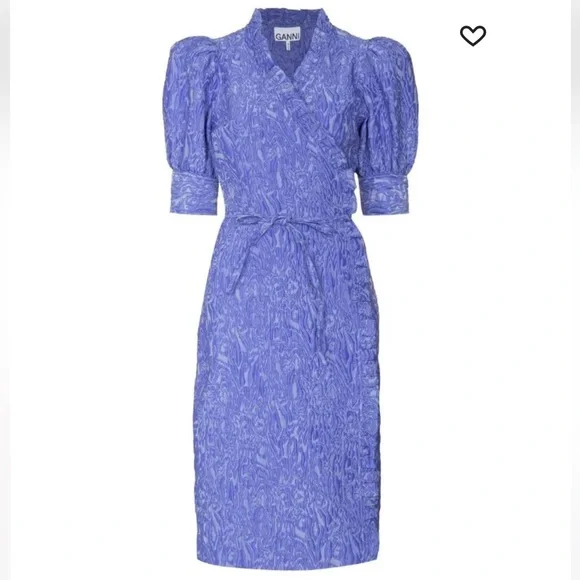 princess polly baby blue dress Ganni | Dresses | 3d Jaquard Wrap Dress In Blue Iris